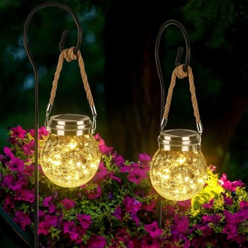 2шт ПОДВЕСНАЯ СОЛНЕЧНАЯ ЛАМПА ДЛЯ НАРУЖНОГО ИСПОЛЬЗОВАНИЯ, СТЕКЛЯННЫЙ ШАР 400 МАч