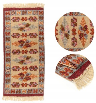 Dywan Kilim Chodnik Dwustronny Boho 60x120cm Bordo