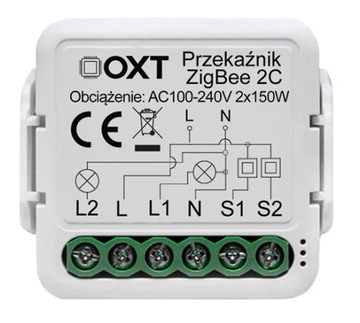 OXT Mini Przekaźnik 2 Obwody ZigBee TUYA Smart Life Zigbee2MQTT