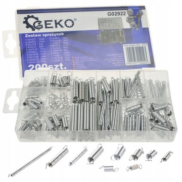 НАБОР СТАЛЬНЫХ ПРУЖИН GEKO РАЗЛИЧНЫЕ ПРУЖИНЫ 200 ШТ. СМЕШАННЫЕ РАЗМЕРЫ G02922