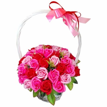 КРАСИВЫЙ большой букет-корзина мыльных роз 50 шт мыльные цветы в ПОДАРОК