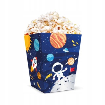 Pudełko na popcorn przekąski chipsy Kosmos Planety Rakieta Planety 6szt