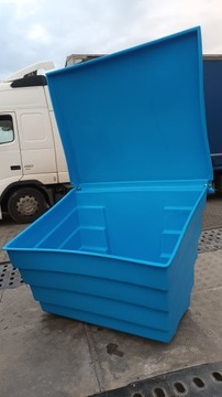 POJEMNIK z pokrywą ZIMA zbiornik skrzynia na piasek piach sól PPM 70L niebi