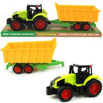 TRAKTOR Z ŻÓŁTĄ PRZYCZEPĄ KIPER
