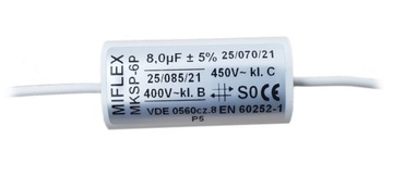 Kondensator do silnika 8uF 450V MIFLEX MKSP-6P