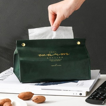 Коробка для салфеток из искусственной кожи с двойной пряжкой