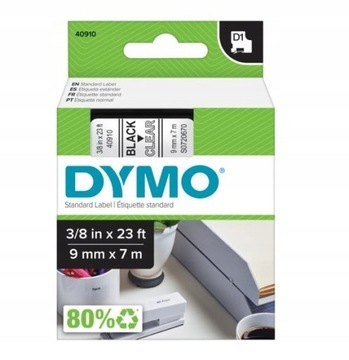 Taśma DYMO D1 40910 9mm x 7m przeźroczysta/czarny oryginalna S0720670