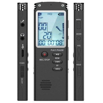 DYKTAFON CYFROWY PROFESJONALNY PODSŁUCH 16GB USB ODTWARZACZ MP3 Z EKRAN LCD