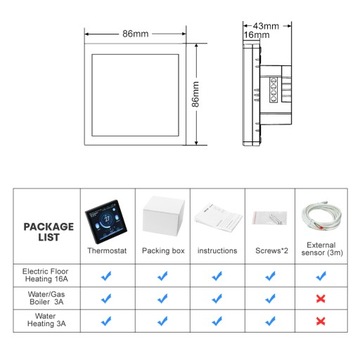 Termostat pokojowy Kolorowy LCD WIFI Regulator 16A