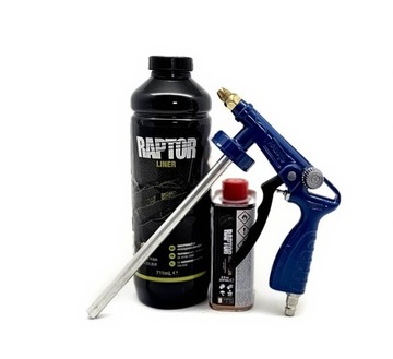 RAPTOR U-POL 711ml+ utwardzacz 237ml KOLOR CZARNY ŚRODEK OCHRONNY +pistolet