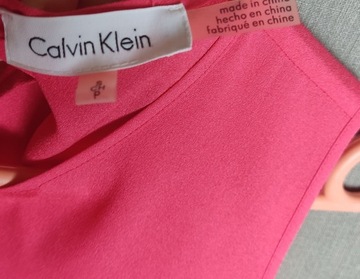 CALVIN KLEIN bluzka top asymetryczna letnia damska czerwona czarna j nowa