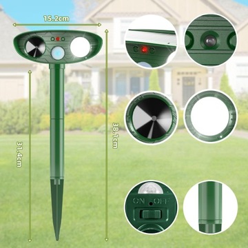 2X SŁONECZNY ULTRADŹWIĘKOWY ODSTRASZACZ SZCZURÓW ŚRODEK ODSTRASZAJĄCY KOTY