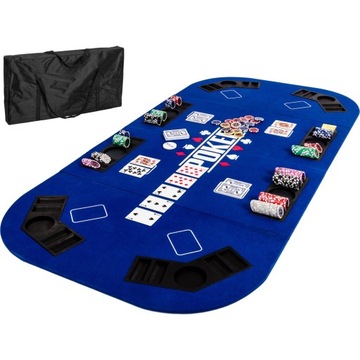 MATA DO POKERA PROFESJONALNE ROZDANIE NIEBIESKA 160x80CM POKER KASYNO