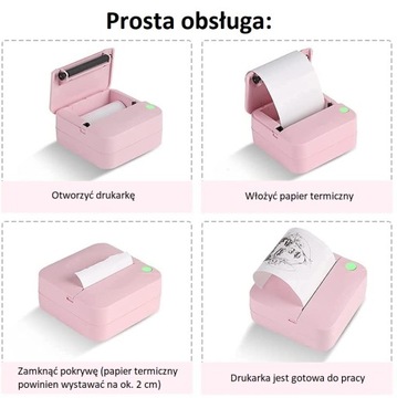 MINI DRUKARKA TERMICZNA DRUKUŚ WKŁADY ROLKI SAMOPRZYLEPNE KOLOROWE ZESTAW