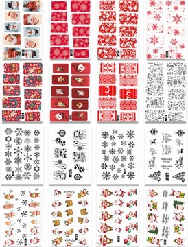 ŚWIĄTECZNE NAKLEJKI WODNE NA PAZNOKCIE 100 wzorow