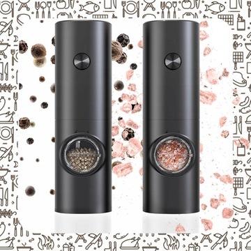 НАБОР ИЗ 2 ЭЛЕКТРИЧЕСКИХ МЕЛЬНИЦ ДЛЯ СОЛИ И ПЕРЦА ДЛЯ СПЕЦИЙ, РЕГУЛИРУЕМАЯ ТОЛЩИНА