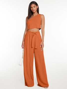 SHEIN POMARAŃCZOWY KOMPLET SPODNIE TOP NA JEDNO RAMIĘ L 58328