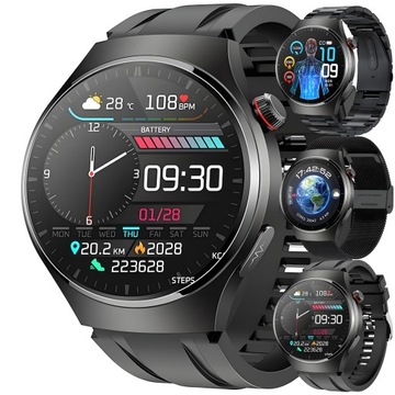 SMARTWATCH KARDIOWATCH MĘSKI EKG CUKIER HRV ROZMOWY 3 PASKI SZKŁO MENU PL