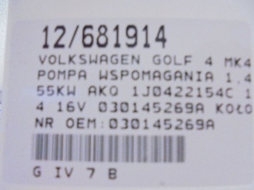 GOLF 4 IV ČERPADLO SERVA 1J0422154C 1,4 16V