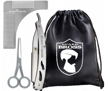 Набор для бороды, бритва, трафарет, накидка, кисть