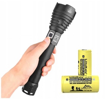 Latarka Xlight XHP90 USB zoom + ogniwa 2x 5000mAh