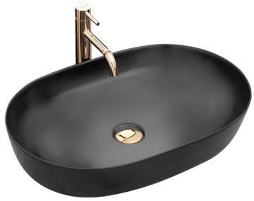 Umywalka Cleo Nablatowa Czarna Matowa 60 cm Rea
