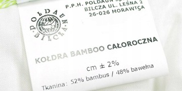 Kołdra bambusowa 100x135 z poduszką płaską