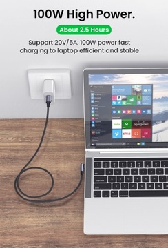 КАБЕЛЬ 2x USB-C QC 3.0 PD 60 Вт, угловой 90°, короткий, 0,5 м