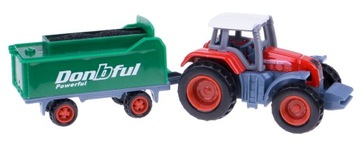 FARMA TRAKTOR METALOWY + PRZYCZEPKA Z WĘGLEM 1:72
