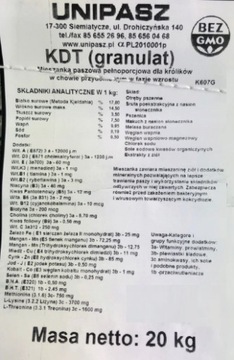 Unipasz HOME RABBIT ОТКОРМКА корм для кроликов KDT