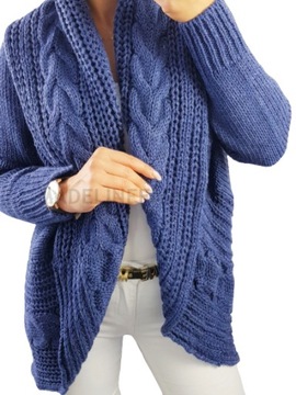 CIEPŁY KARDIGAN NARZUTKA SWETER WARKOCZ -- KOLORY