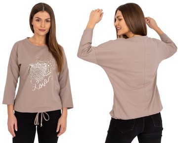 Wygodna BLUZKA DAMSKA BAWEŁNIANA z dżetami - L/XL