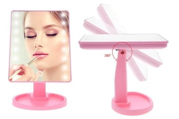 ЗЕРКАЛО КОСМЕТИЧЕСКОЕ ДЛЯ МАКИЯЖА С ПОДСВЕТКОЙ, РОЗОВОЕ