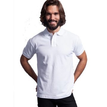 KOSZULKA POLO męska pique BEZ NADRUKU BIAŁA JHK 210g 4XL