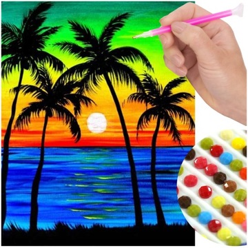 Haft Diamentowy ZACHÓD SŁOŃCA Diamond Painting 5D Obrazy z diamencików 5D