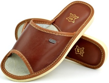 ТАПОЧКИ КОЖАНЫЕ ДОМАШНИЕ ТАПОЧКИ PL QUALITY ТАПОЧКИ, размер 38 - 24,5 см