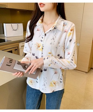 Свободная женская рубашка с длинным рукавом, изысканный цифровой принт