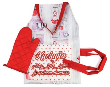 ŚLICZNY ZESTAW FARTUCH KUCHENNY RĘKAWICA KUCHENNA OCHRONNA ROZMIAR UNIWERSA