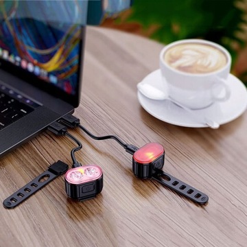 СВЕТОДИОДНАЯ ВЕЛОСИПЕДНАЯ ЛАМПА USB ПЕРЕДНЯЯ ЗАДНЯЯ ВЕЛОСИПЕДНАЯ КОМПЛЕКТ