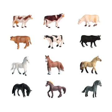 12 шт., фигурки животных на пастбище, коллекции игрушек, интерактивный День Святого Валентина