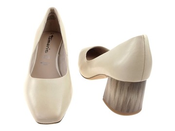 Tamaris czółenka buty 22412 ivory beż skóra NEW 38