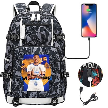 НОВЫЙ РЮКЗАК А4 2024 ГОДА REAL MADRID Mbappé ВОДОНЕПРОНИЦАЕМЫЙ USB-ДИЗАЙН