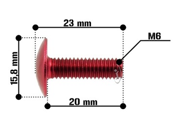 5 болтов для алюминиевого обтекателя M6 x 20 мм, КРАСНЫЕ