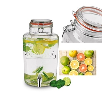 SŁOIK z kranikiem pojemnik NA NAPOJE lemoniadę 6,5 L grill piknik przyjęcie