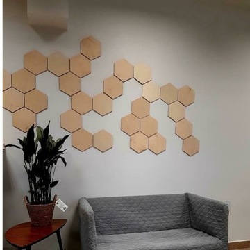 Соты, шестигранники, деревянная стеновая панель