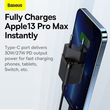 УНИВЕРСАЛЬНОЕ ЗАРЯДНОЕ УСТРОЙСТВО BASEUS ДЛЯ ТЕЛЕФОНА USB-C 30 Вт PD QC