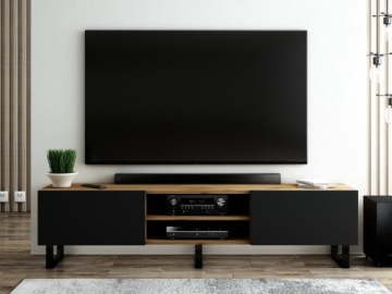 ШКАФ ДЛЯ ТЕЛЕВИЗОРА LOFT 180 ДУБ ВОТАН/МАТОВЫЙ ЧЕРНЫЙ ПРОМЫШЛЕННЫЙ, СОВРЕМЕННЫЙ СТИЛЬ