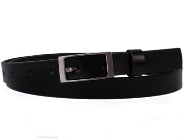 Damski SKÓRZANY pasek 2cm Czarny |70obw