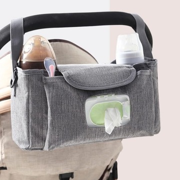 СУМКА-ОРГАНИЗАТОР ДЛЯ КОЛЯСКИ, ВМЕСТИТЕЛЬНАЯ, КАРМАН ДЛЯ ШАРФА.