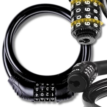 ВЕЛОСИПЕДНЫЙ ЗАМОК ВЕЛОСИПЕДНЫЙ ЗАМОК ПРОЧНЫЙ КАБЕЛЬ Код комбинации 110см